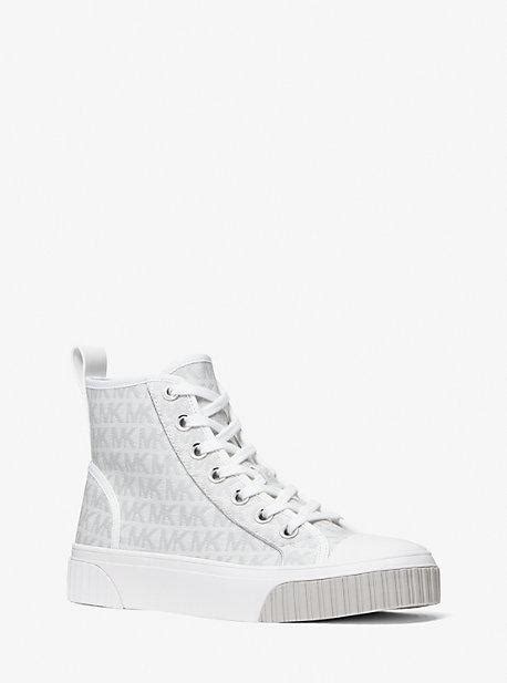 michael michael kors gertie logo print lace-up high top sneakers